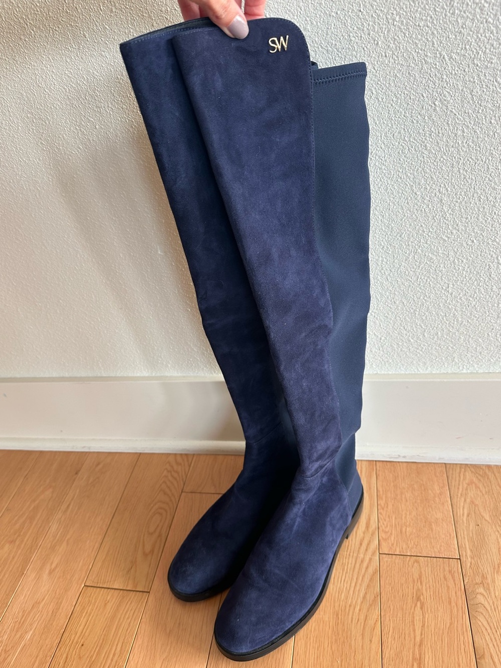 Stuart Weitzman 5050 Keelan Over The Knee Blue Suede Navy Boot Sz 6.5 $895